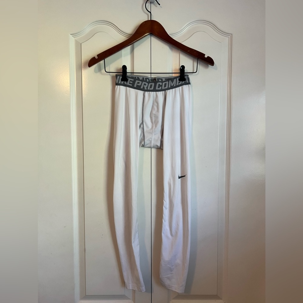 Nike Pro Combat White Pants Elastic Waist Mens Medium